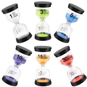 Sand Timer, Sand Timers Colorful 1/3/5/10/15/30 Minutes Sandglass Timer with Protective Cover for Classroom Home Office Cooking (Pack of 6) Multicolor - Retail: $17