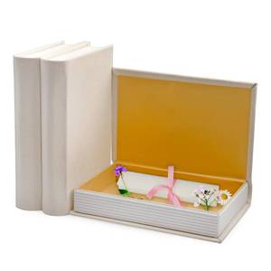 lot 44373 image: Design Faux Book Stack (Cream) Blank Set of 3 Decorative Books for DIY Crafts and Home Decor - Retail $23