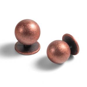 lot 44377 image: Set of 12 -Sleek Round Antique Copper Cabinet Knobs - Retro and Minimalist Hardware for Stylish Home Enhancement - 1 18 Inch Diameter. ONE MISSING. - Retail $37