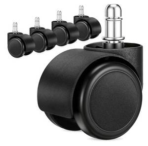 lot 44387 image: 2 Inch Office Chair Casters Wheels Heavy Duty, 5 pcs Chair Wheel Replacement, Mute Rubber Rotating Desk Chair Wheels for All Floor, Smooth & Quiet Caster, Universal Standard Stem Size Fits 99%