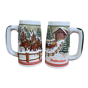 Pair of Budweiser Clydesdales Holiday Beer Stein