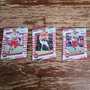 lot 71 image: (15) Kansas City Chiefs Absolute NFL Football Trading Card Lot 5X Kelce, Jones and Karlaftis