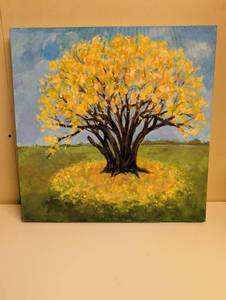 lot 16863 image: Yellow Leafed Tree Landscape Painting