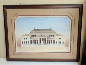 lot 16889 image: Classical Greek Architecture Large Framed Print in Wood Frame