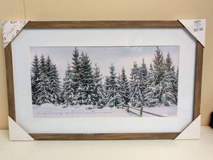 lot 16898 image: Framed Winter Pine Forest Photography Print