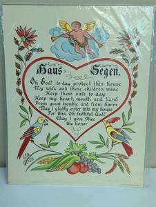 lot 16904 image: Pennsylvania Dutch House Blessing Print (Haus-Segen) in plastic sleeve