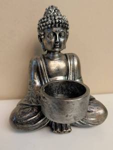 lot 16923 image: Buddha Tea Light Candle Holder Silver-tone