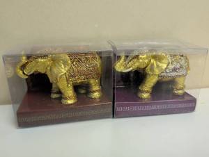 lot 16933 image: Gold Feng Shui Prosperity & Good Luck Elephant Figurines, set of 2