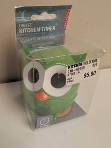 lot 16934 image: Owlet Kitchen Timer - Green Owl 60 Minute Timer