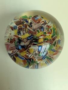 lot 16935 image: Murano Style Glass Paperweight with Millefiori Design