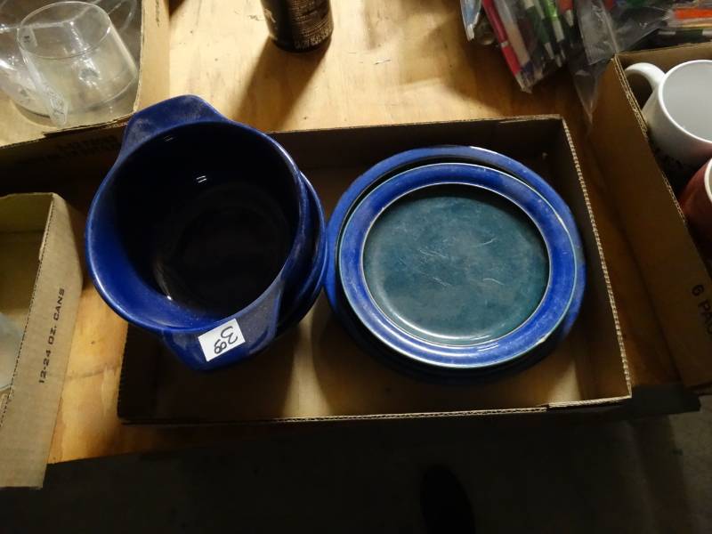lot 10244 image: lot of blue handcrafted dishes