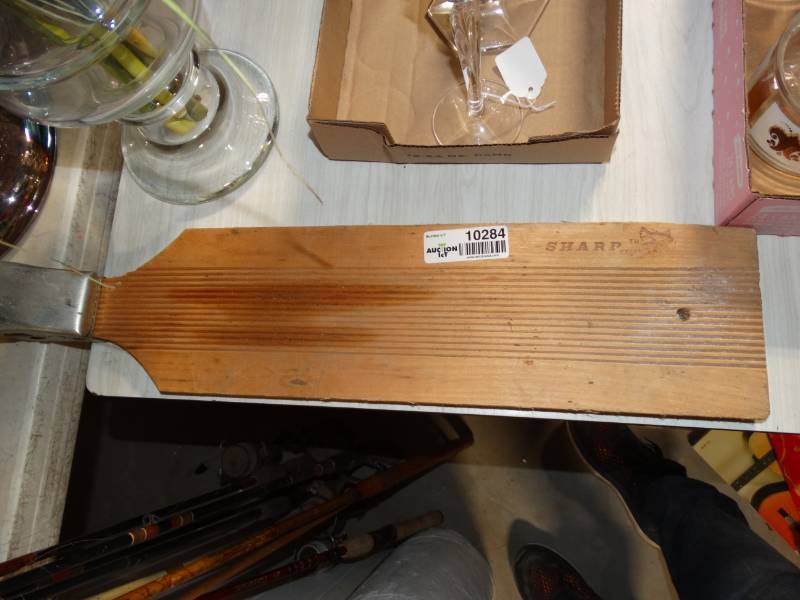 lot 10284 image: wooden fish de-scaler board