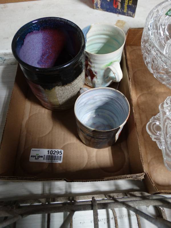 lot 10295 image: lot of 3 handmade pottery