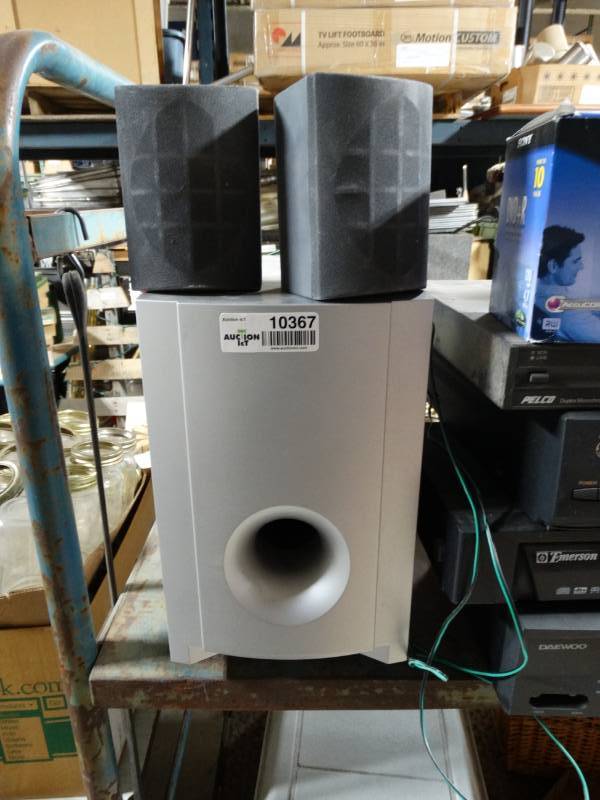 lot 10367 image: regent subwoofer and two speakers