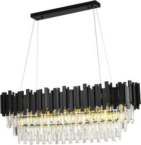 lot 151820 image: Retails for $300 Black Crystal Chandelier 40 In Modern Linear 11 Light 3-Tier Transparent Crystal Design, Farmhouse Ceiling Fixture for Dining Room & Kitchen Island, Black Frame Chandeliers Lighting for Large Tables