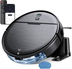 lot 371037 image: Retails for $133 Robot Vacuum and Mop Combo, 2 in 1 Robotic Vacuums Cleaner with WiFiApp, Robot Vacuum with Water Tank, Strong Suction, Schedule, Self-Charging, Quiet, for Hard Floor, Pet Hair, Low Pile Carpet