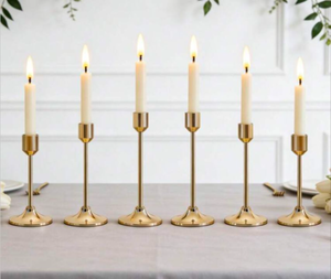 lot 2001 image: Modern Mini Taper Candlestick Holders - Set of 6