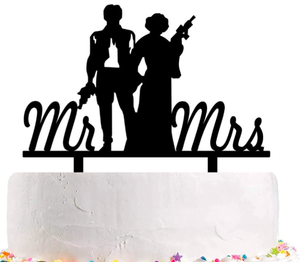 lot 2006 image: Star Wars Inspired Mr & Mrs Wedding Cake Topper
