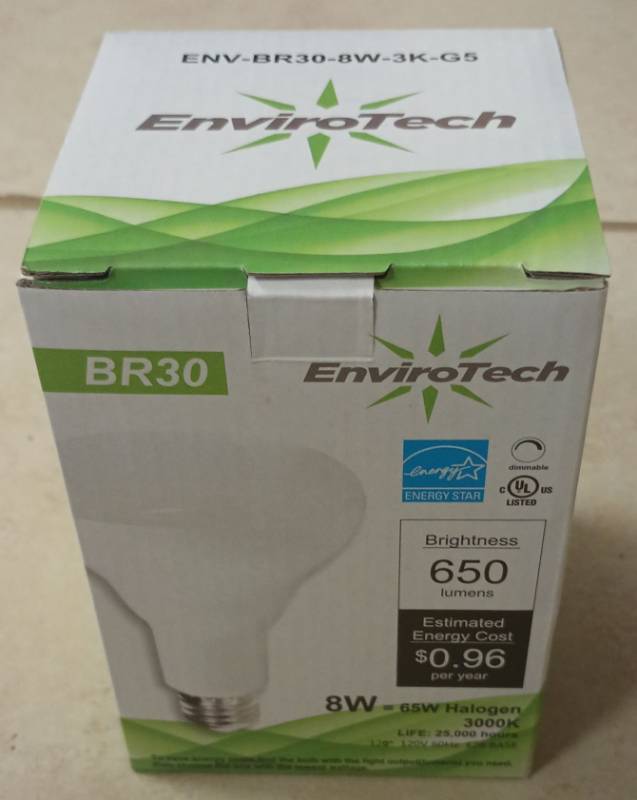 lot 214 image: EnviroTech BR30 LED Light Bulb 8W