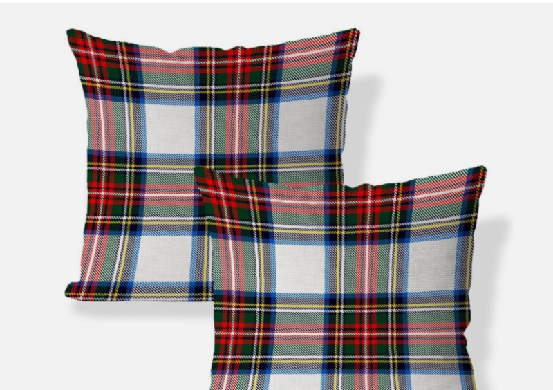 lot 498 image: AOFANGGO Christmas Pillow Covers 18x18 inch Red Green Blue Plaids Check Throw Pillows Winter Holiday Decorations Farmhouse Rustic Cushion Covers for Bed Chair Sofa Couch