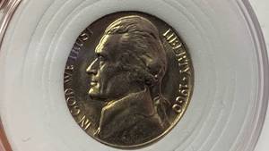 lot 387 image: 1960 Jefferson Nickel Coin Monticello BU Brilliant Uncirculated in protective case
