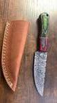 Handcrafted Damascus Steel Full Tang Blade Knife with Leather Sheath approx 8 inches Hunting Fishing Skinner