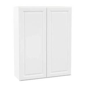 lot 25038 image: Hampton 33 in. W x 12 in. D x 42 in. H Assembled Wall Cabinet in Satin White- Retail $247
