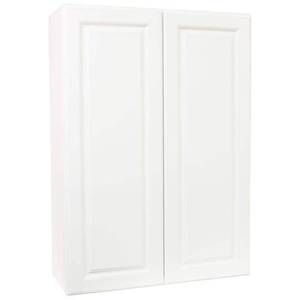 lot 25039 image: Hampton 30 in. W x 12 in. D x 42 in. H Assembled Wall Cabinet in Satin White- Retail $247