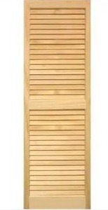 lot 25074 image: Pinecroft 15 in. x 39 in. Pine Louvered Shutters Pair, Unfinished