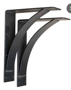 lot 25079 image: Heavy Duty 3x20x20 Black Steel Arched Support Brackets - Set of 4