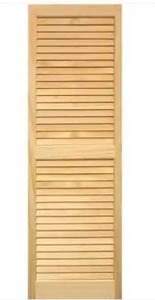 lot 25087 image: Pine Louvered Shutters 15x39 Inches Unfinshed, Pair