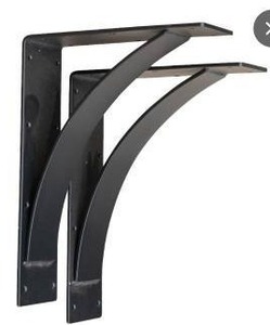 lot 25090 image: Heavy Duty 3x20x20 Black Steel Arched Support Brackets - Set of 4