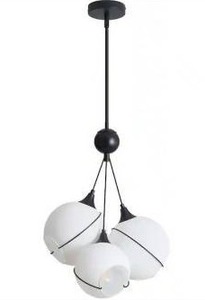 lot 25093 image: Deyidn Modern 3-Light Black Chandelier Height Adjustable with 3 Globe Opal Frosted Glass Shade