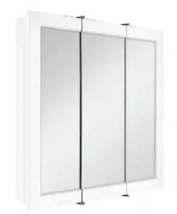 lot 25113 image: Glacier Bay 24 316 in. W x 24 in. H Framed Surface-Mount Tri-View Bathroom Medicine Cabinet with Mirror, White
