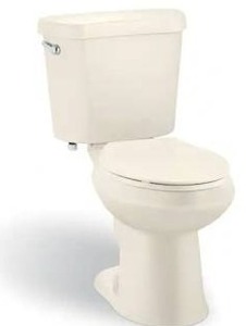 lot 25114 image: Glacier Bay 12 in. Rough In Two-Piece 1.28 GPF Single Flush Elongated Toilet in Bone- Retail $192