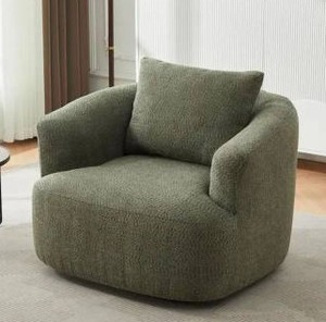 lot 25115 image: Harper And Bright Designs Green 360 Swivel Arm Chair with a Throw Pillow- Retail $348