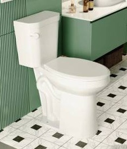 lot 25129 image: Deervalley Two-Piece Elongated Toilet, 12in Rough-in Single-Flush, 1.28 GPF- Retail $214