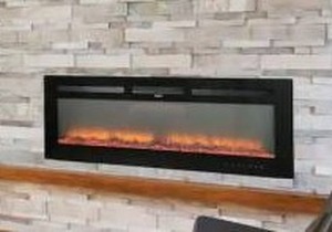 lot 25177 image: Boyel LivingBlack 60 in. Wall Mounted Recessed Electric Fireplace with Logs and Crystals, Remote 1500750 Watt