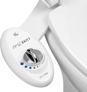 lot 1009 image: LUXE Bidet NEO 110 - Single Nozzle, Non-Electric Bidet Attachment for Toilet Seat, Adjustable Water Pressure, Rear Wash (White)