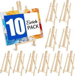 lot 1011 image: ESRICH 10pcs 17 Inch Tabletop Easels,Wood Easel for Painting,Tripod, Paint Party Easel, Kids Student Desktop Easel for Painting,Paint Easel for Canvas Paint