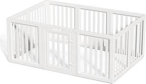 lot 1039 image: Clear Dog Play Pen,Pet Playpen with Door,Easy to Clean and Install Puppy pens for Both Indoor and Outdoor use (White, 23.6 Height, 8)