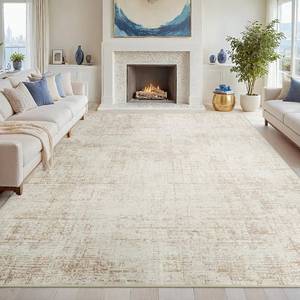 lot 1045 image: $136 9x12 Area Rugs for Living Room Washable Rug Anti-Skid Abstract Modern Living Room Rug Soft Thin Carpets Indoor Floor Non-Shedding Carpet for Bedroom Dining Farmhouse Nursery Home Office Beige White