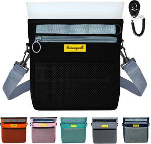 lot 3219 image: Dog Treat Pouch with Magnetic Closure 4-Cup Silicone Bag Fanny Pack Holder with Clicker 4 Ways to Wear Front Pocket Fits All Phones Ideal for Leash, Pet Walking and Training Black