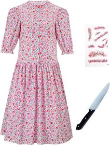lot 3224 image: Womens Barbara Dress Costume Pink Floral Print Dress Halloween Cosplay Outfit Suit (2X-Large)