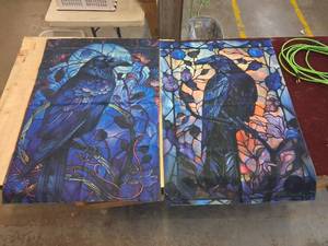 lot 3247 image: Lot Of 2 19 x 27 Crow Raven Curtains With Curtain Rod Hole
