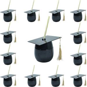 lot 3248 image: Graduation Cups with Lids and Straws, Reusable Plastic Cap Cups with Tassels, Bulk Graduation Party Favors for Class of 2025, Black Supplies for Grad Party(3 Pack)
