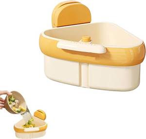 lot 3249 image: Suction Cup Sink Corner Rack, Suction Cup Sink Corner Rack Strainer, Triangle Storage Rack with Drain Hole, Corner Sink Trash Catcher for Food Waste (Orange)