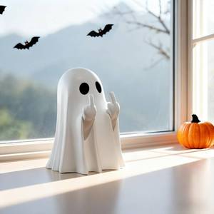 lot 3258 image: Halloween Ghost Figurine - Halloween Decor Indoor, Cute Finger Ghost Ornaments, Spooky Ghost Decorations, Funny Coffee Table Centerpieces, Home Office Decor