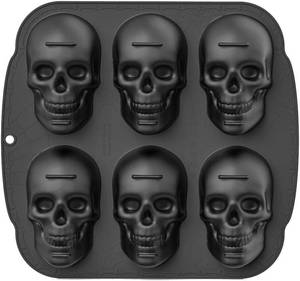 lot 3260 image: Skull Cake Pan Silicone Mold,6 Cavities Pirate Skull 3D Silicone Mold Baking Pan,For Baking, For Halloween,Easy Release & Dishwasher Safe