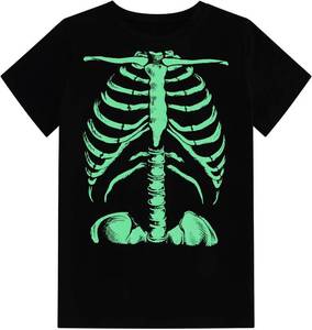 lot 3263 image: ADUKIDE Boys Glow in The Dark Shirts Size 4T Kids Halloween Novelty Short Sleeve T-Shirt